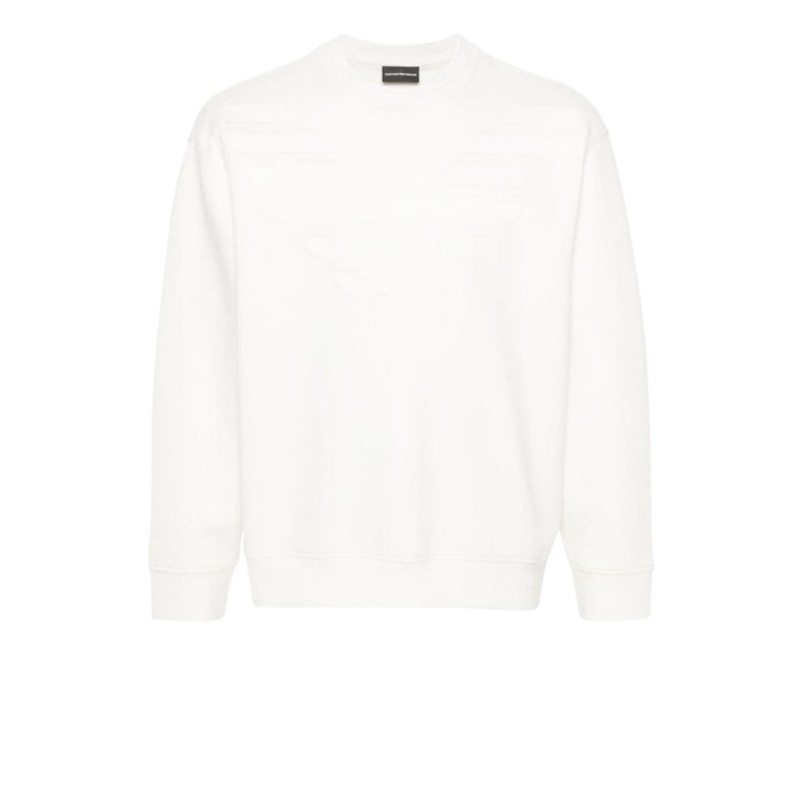 EMPORIO ARMANI SWEATSHIRT IN COTONE CON MAXI LOGO AQUILA TONO SU TONO 