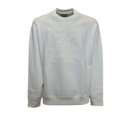 EMPORIO ARMANI SWEATSHIRT IN COTONE A GIROCOLLO CON MAXI LOGO LETTERING TONO SU TONO 