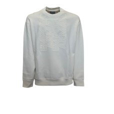 EMPORIO ARMANI SWEATSHIRT IN COTONE A GIROCOLLO CON MAXI LOGO LETTERING TONO SU TONO 