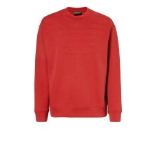 EMPORIO ARMANI SWEATSHIRT RED IN COTONE CON MAXI LOGO AQUILA TONO SU TONO	