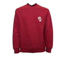 EMPORIO ARMANI SWEATSHIRT A GIROCOLLO RED CON LOGO RICAMATO WHITE