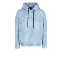 EMPORIO ARMANI SWEATSHIRT DENIM BLU CHIARO CON CAPPUCCIO E LOGO LETTERING