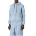 EMPORIO ARMANI SWEATSHIRT DENIM BLU CHIARO CON CAPPUCCIO E LOGO LETTERING