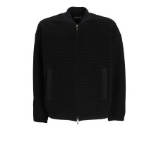 EMPORIO ARMANI SWEATSHIRT BLACK CON ZIP E LOGO LETTERING ALL OVER