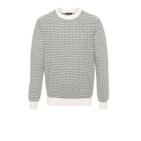 EMPORIO ARMANI PULLOVER WHITE CON LOGO LETTERING ALL OVER BLACK 