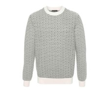 EMPORIO ARMANI PULLOVER WHITE CON LOGO LETTERING ALL OVER BLACK 