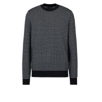 EMPORIO ARMANI PULLOVER BLU NAVY CON LOGO LETTERING ALL OVER