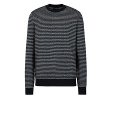 EMPORIO ARMANI PULLOVER BLU NAVY CON LOGO LETTERING ALL OVER