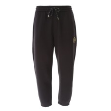 EMPORIO ARMANI TROUSER JOGGER BLACK CON PATCH CON LOGO LETTERING E LOGO AQUILA GOLD RICAMATO