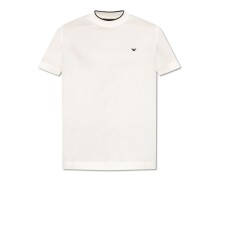 EMPORIO ARMANI T-SHIRT A MANICA CORTA IN COTONE CON LOGO AQUILA E LOGO LETTERING	