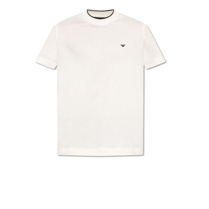 EMPORIO ARMANI T-SHIRT A MANICA CORTA IN COTONE CON LOGO AQUILA E LOGO LETTERING	