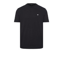 EMPORIO ARMANI T-SHIRT A MANICA CORTA IN COTONE BLU NAVY CON LOGO AQUILA E LOGO LETTERING	