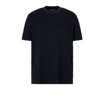 EMPORIO ARMANI T-SHIRT A MANICA CORTA BLU NAVY CON LOGO LETTERING ALL OVER
