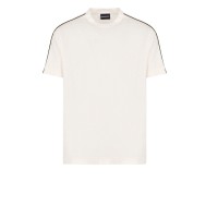 EMPORIO ARMANI T-SHIRT IN LYOCELL A MANICA CORTA CON BANDE CON LOGO LETTERING ALL OVER TONO SU TONO	