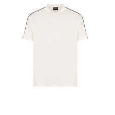 EMPORIO ARMANI T-SHIRT IN LYOCELL A MANICA CORTA CON BANDE CON LOGO LETTERING ALL OVER TONO SU TONO	