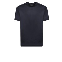EMPORIO ARMANI T-SHIRT IN LYOCELL BLU NAVY A MANICA CORTA CON BANDE CON LOGO LETTERING ALL OVER TONO SU TONO	