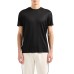 EMPORIO ARMANI T-SHIRT IN LYOCELL BLACK A MANICA CORTA CON BANDE CON LOGO LETTERING ALL OVER TONO SU TONO
