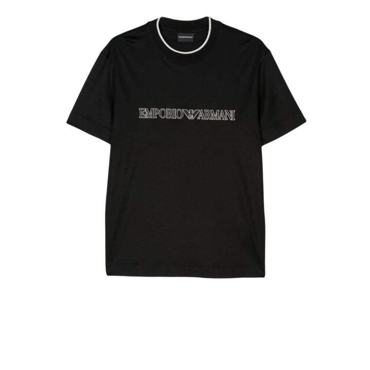 EMPORIO ARMANI T-SHIRT A MANICA CORTA BLACK CON LOGO LETTERING	