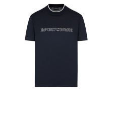 EMPORIO ARMANI T-SHIRT A MANICA CORTA BLU NAVY CON LOGO LETTERING