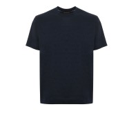 EMPORIO ARMANI T-SHIRT A MANICA CORTA BLU NAVY CON LOGO LETTERING ALL OVER	