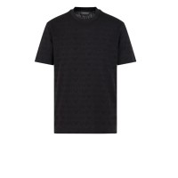 EMPORIO ARMANI T-SHIRT A MANICA CORTA BLACK CON LOGO LETTERING ALL OVER	
