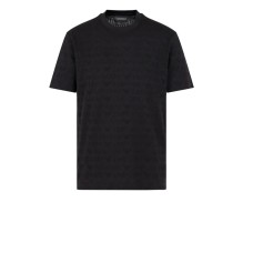 EMPORIO ARMANI T-SHIRT A MANICA CORTA BLACK CON LOGO LETTERING ALL OVER	