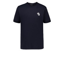 EMPORIO ARMANI T-SHIRT IN COTONE BLU NAVY A MANICA CORTA CON LOGO EA E AQUILA RICAMATO	