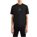 EMPORIO ARMANI T-SHIRT BLACK A MANICA CORTA CON PATCH CON AQUILA E LOGO LETTERING GOLD 