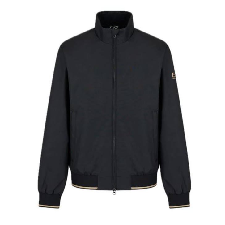 Ea7 Emporio Armani giubbotto nero con logo oro 