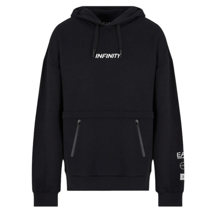 EA7 Emporio Armani felpa infinity nera con cappuccio da Uomo
