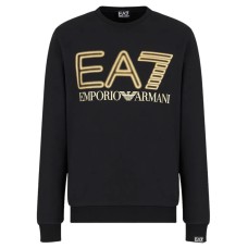 EA7 EMPORIO ARMANI FELPA NERA DA UOMO CON LOGO ORO 