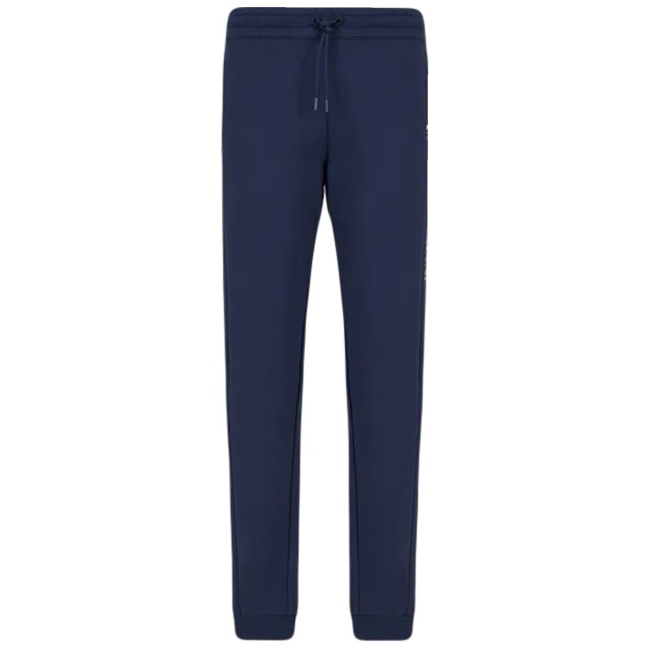 EA7 Emporio Armani pantalone di tuta blu con logo arancione