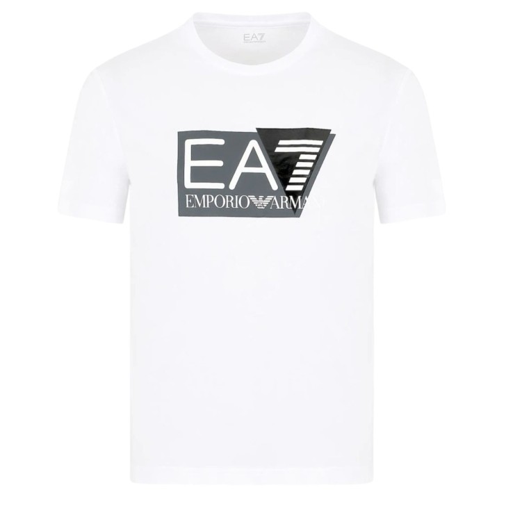 EA7 EMPORIO ARMANI T-SHIRT BIANCA CON LOGO NERO