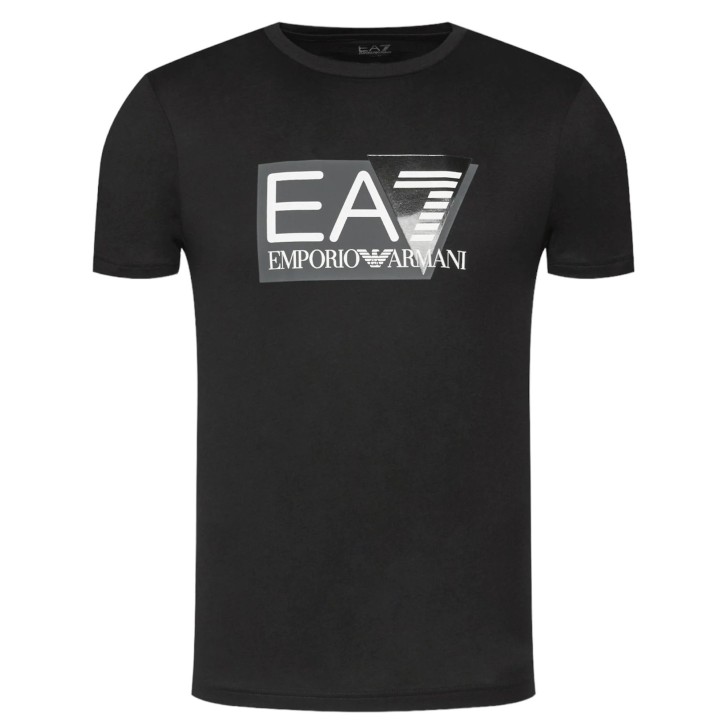 EA7 EMPORIO ARMANI T-SHIRT NERA CON LOGO NELLA PARTE ANTERIORE