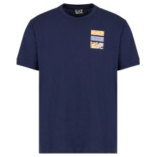 EA7 Emporio Armani t-shirt blu con stampa sul retro