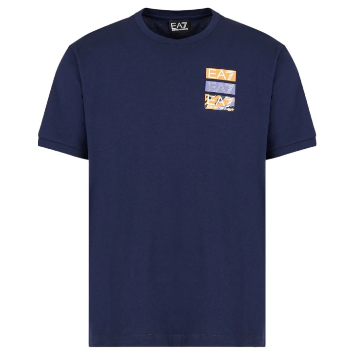 EA7 Emporio Armani t-shirt blu con stampa sul retro