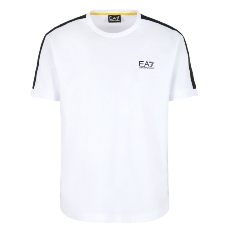 EA7 EMPORIO ARMANI T-SHIRT BIANCA CON BANDE