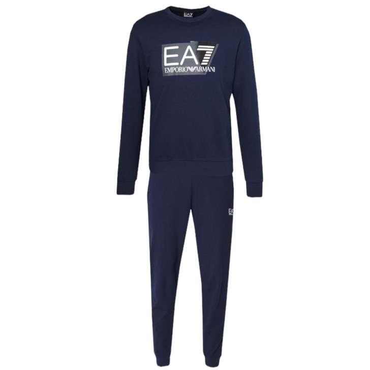 EA7 EMPORIO ARMANI TUTA COMPLETA BLU CON LOGO 