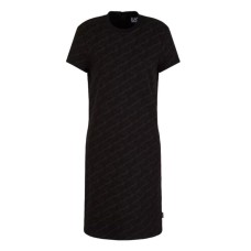 EA7 Emporio Armani vestito nero con stampa all over da donna