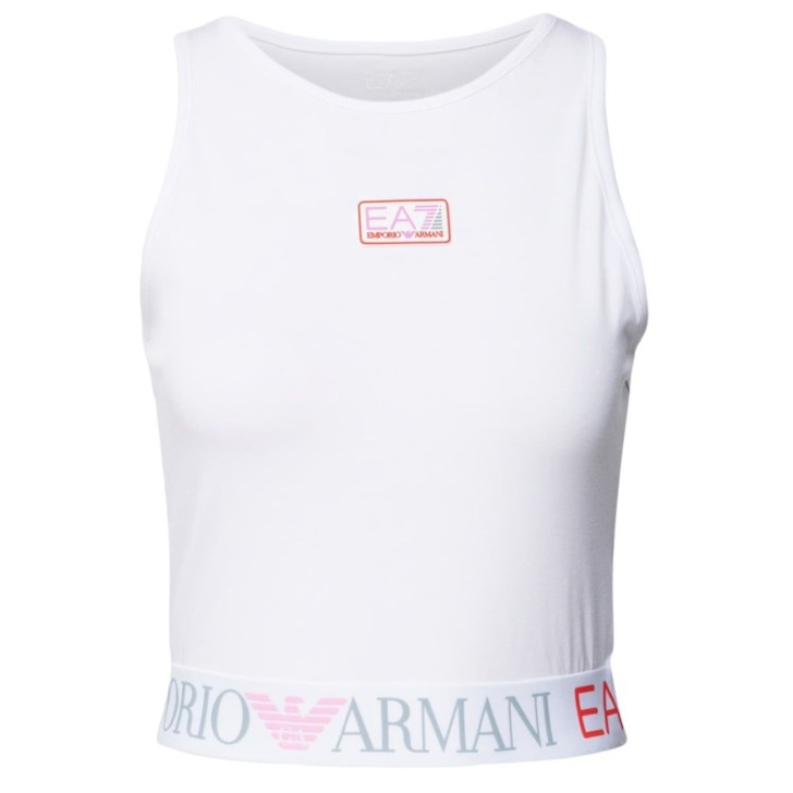 EA7 Emporio Armani top bianco con banda logata 