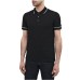 Emporio Armani Polo a manica corta Nera in cotone con logo Aquila ricamato 
