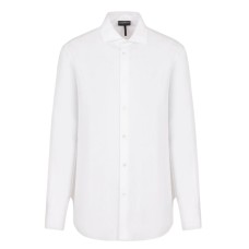 EMPORIO ARMANI CAMICIA REGULAR FIT A MANICA LUNGA IN COTONE WHITE CON LOGO LETTERING ALL OVER	