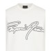 Emporio Armani Felpa Bianca in double jersey con maxi logo ricamato signature impunturato