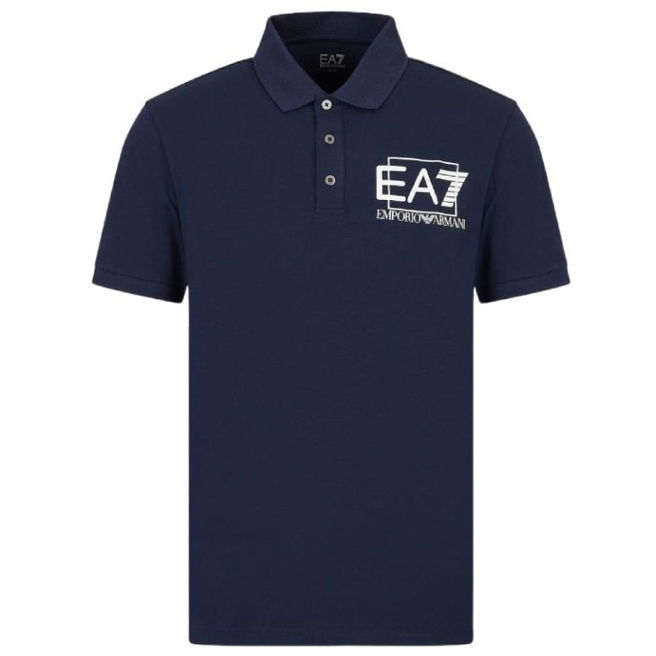 EA7 Emporio Armani Polo Blu a maniche corte da Uomo con logo 