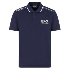 EA7 EMPORIO ARMANI POLO BLU CON INSERTI BIANCHI                    