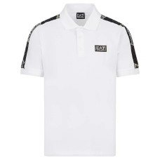 EA7 Emporio Armani Polo Bianca da Uomo con logo a contrasto 