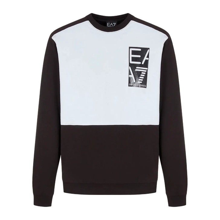 EA7 Emporio Armani Felpa Nera e Bianca a girocollo da Uomo 