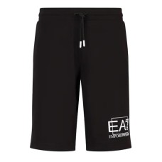 EA7 Emporio Armani Pantaloncini Neri da Uomo in cotone con logo a contrasto