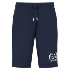 EA7 Emporio Armani Pantaloncini blu da Uomo in cotone con logo a contrasto