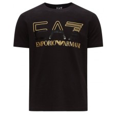 EA7 Emporio Armani T-shirt a maniche corte Nera da Uomo con Logo a contrasto